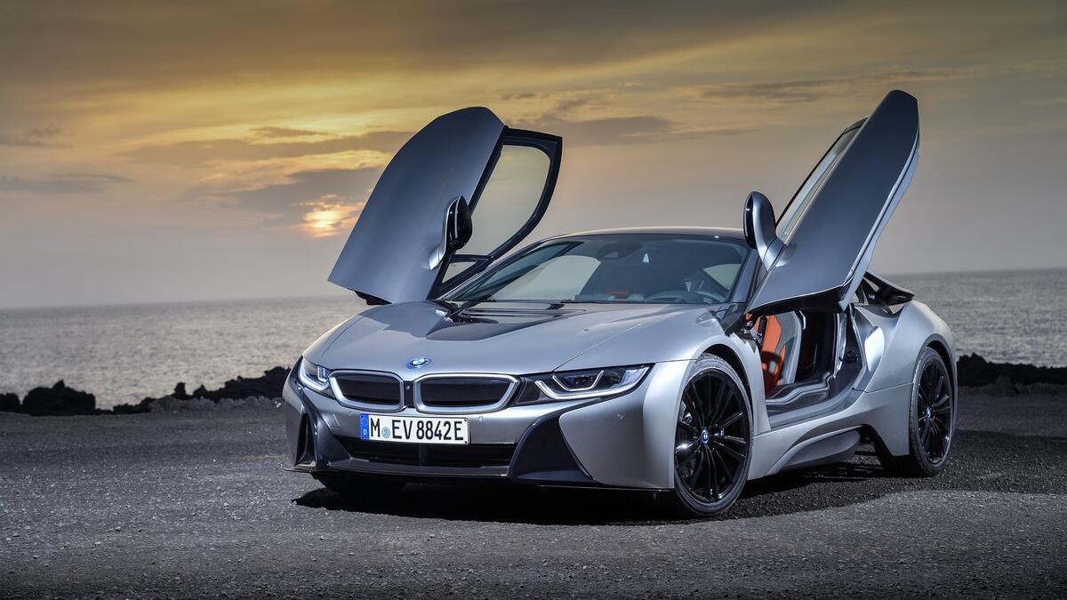 BMW I8 with the doors open upwards