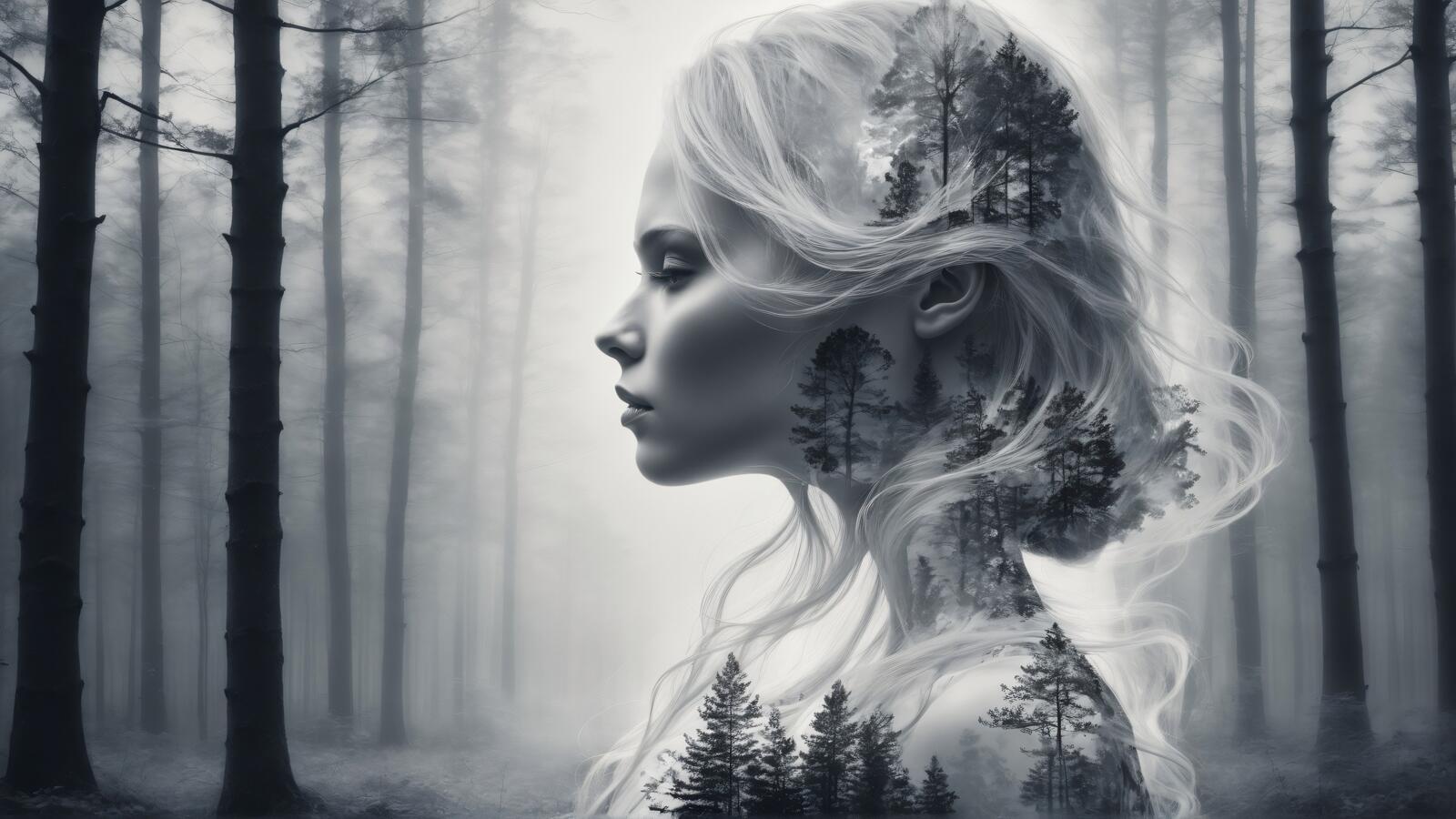 Бесплатное фото Девушка на фоне леса