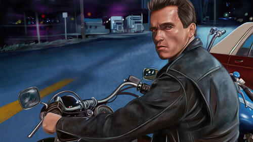 Arnold Schwarzenegger`s drawing in the movie Terminator
