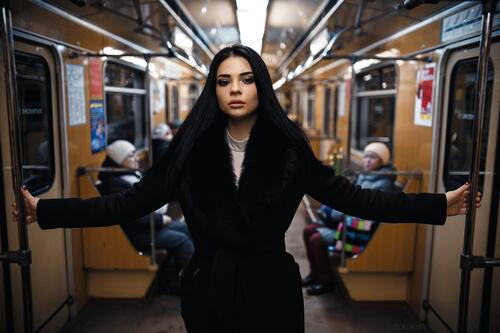 Victoria Efremycheva in a subway carriage