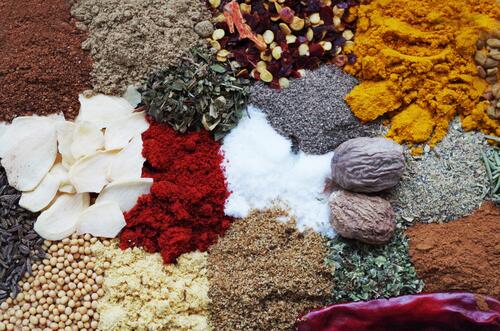 Multicolored spices for cooking