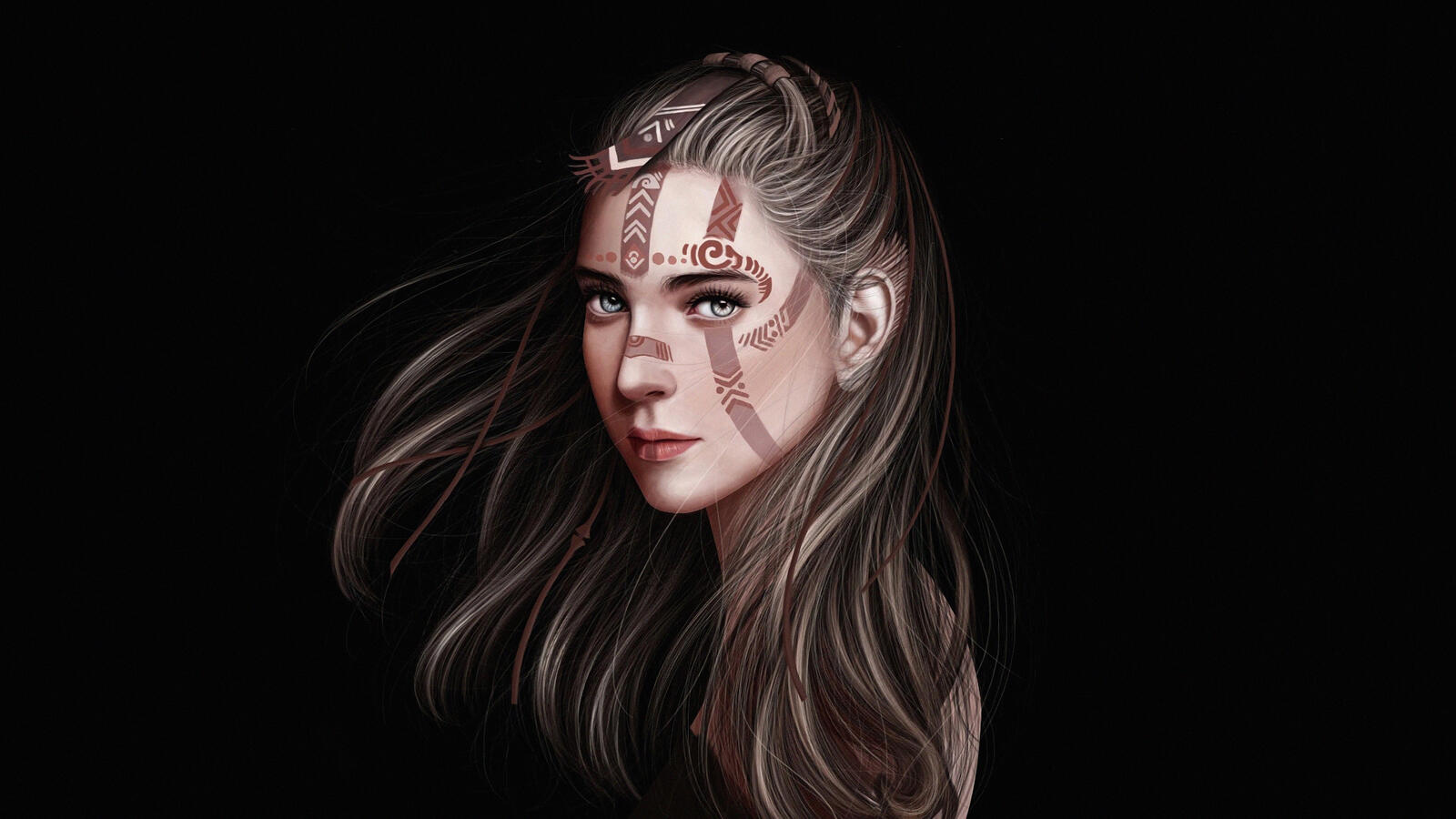 Бесплатное фото Фэнтези девушка с разрисованным лицом