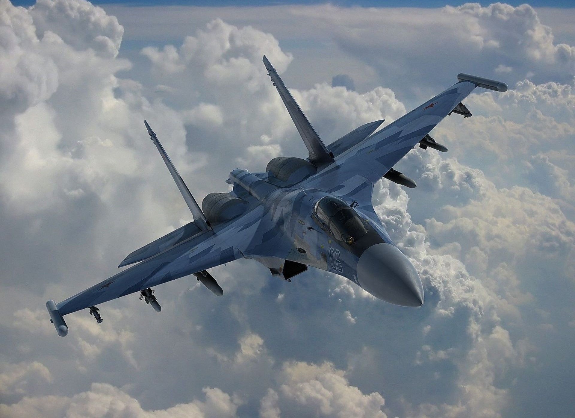 Free photo Su-35 fighter jet