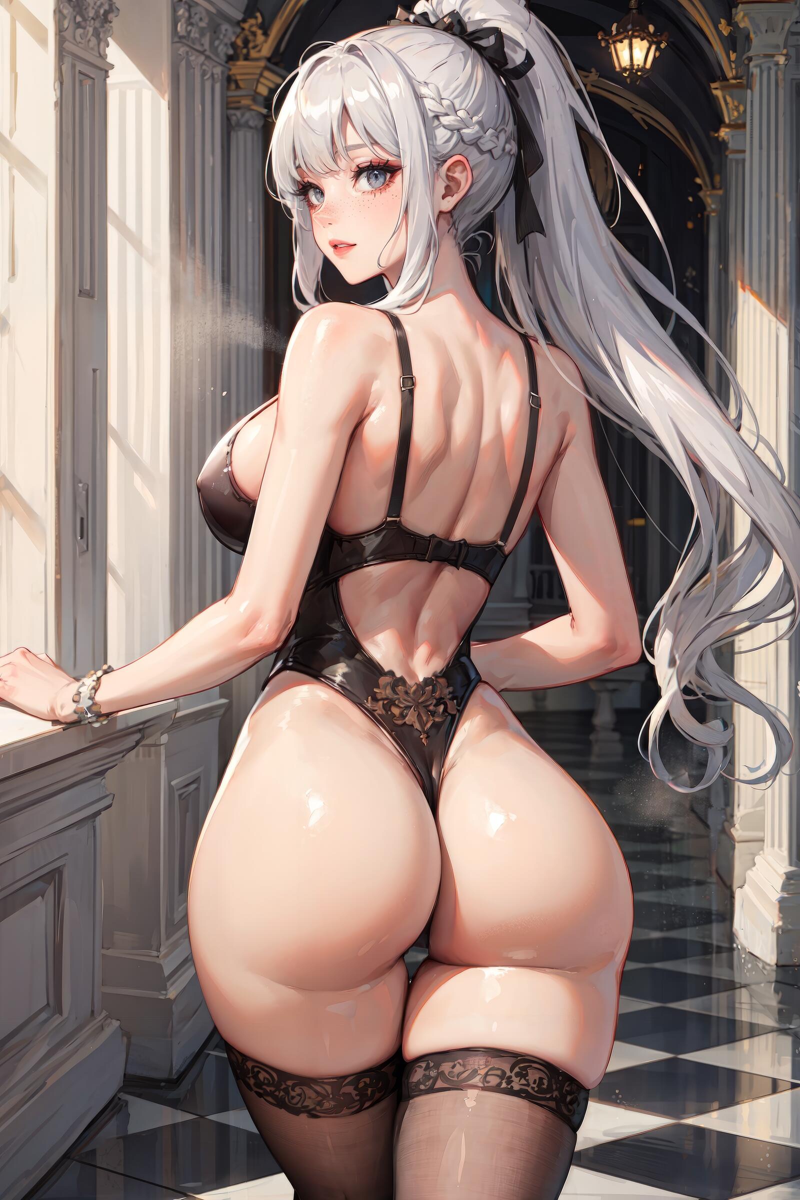 Free photo An anime girl shows off her shapely butt