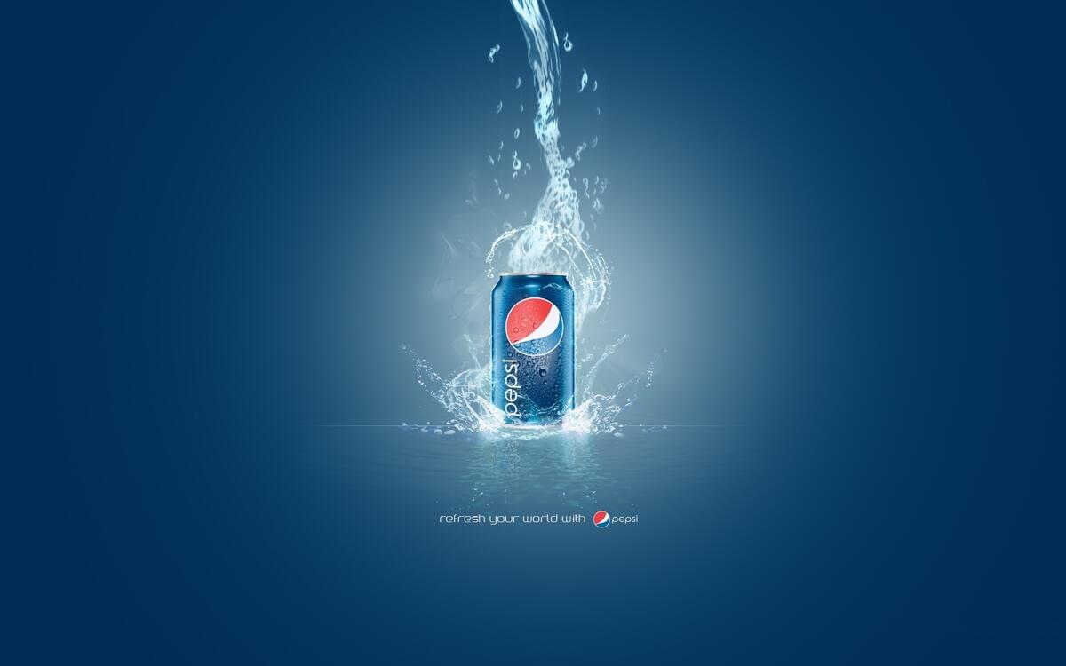 Pepsi can on a blue background