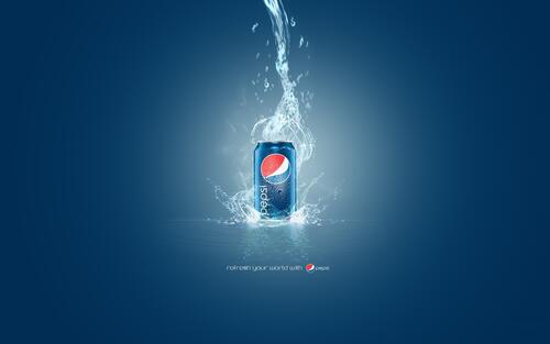 Pepsi can on a blue background