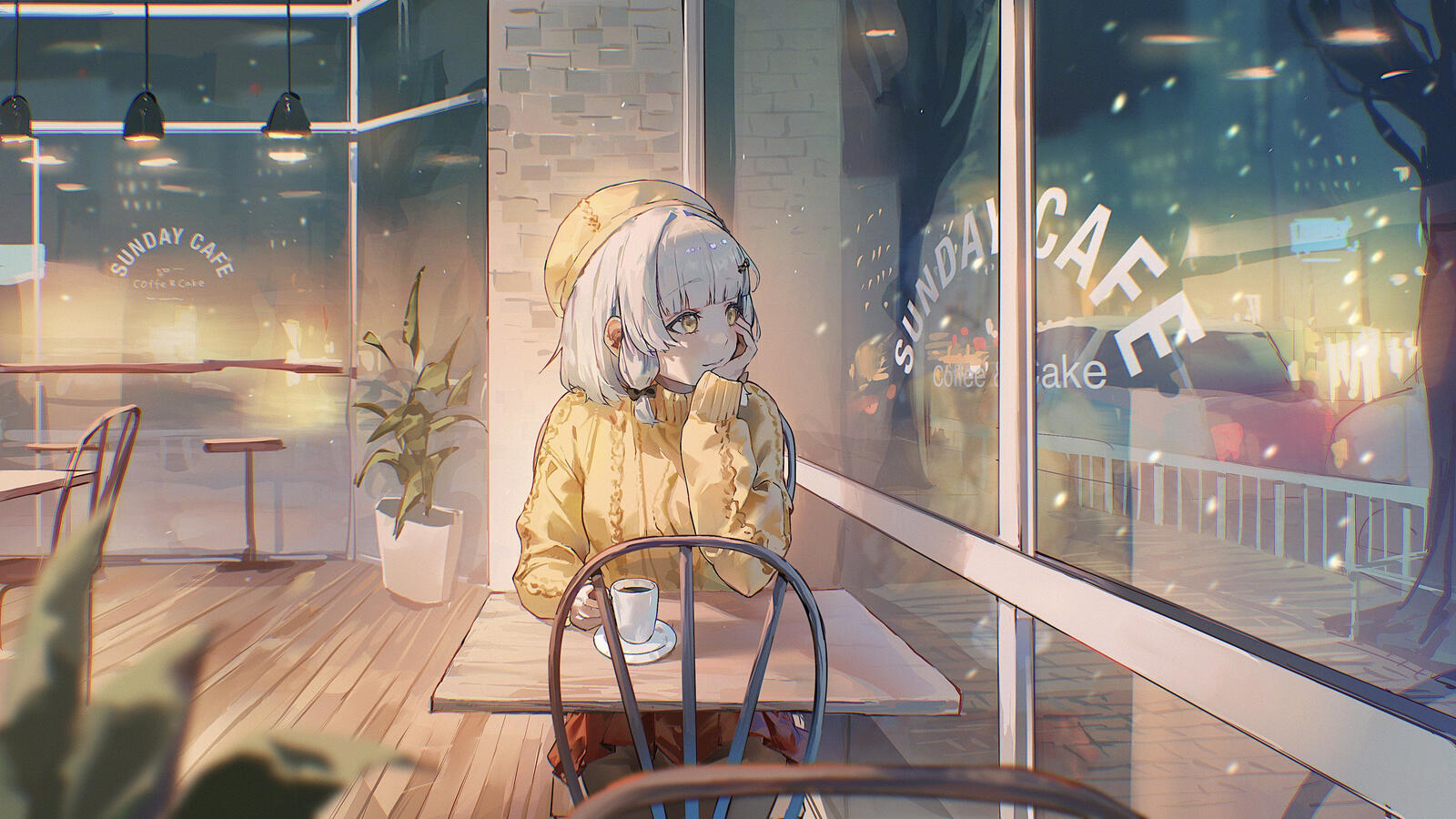 Free photo Anime girl sitting by the window