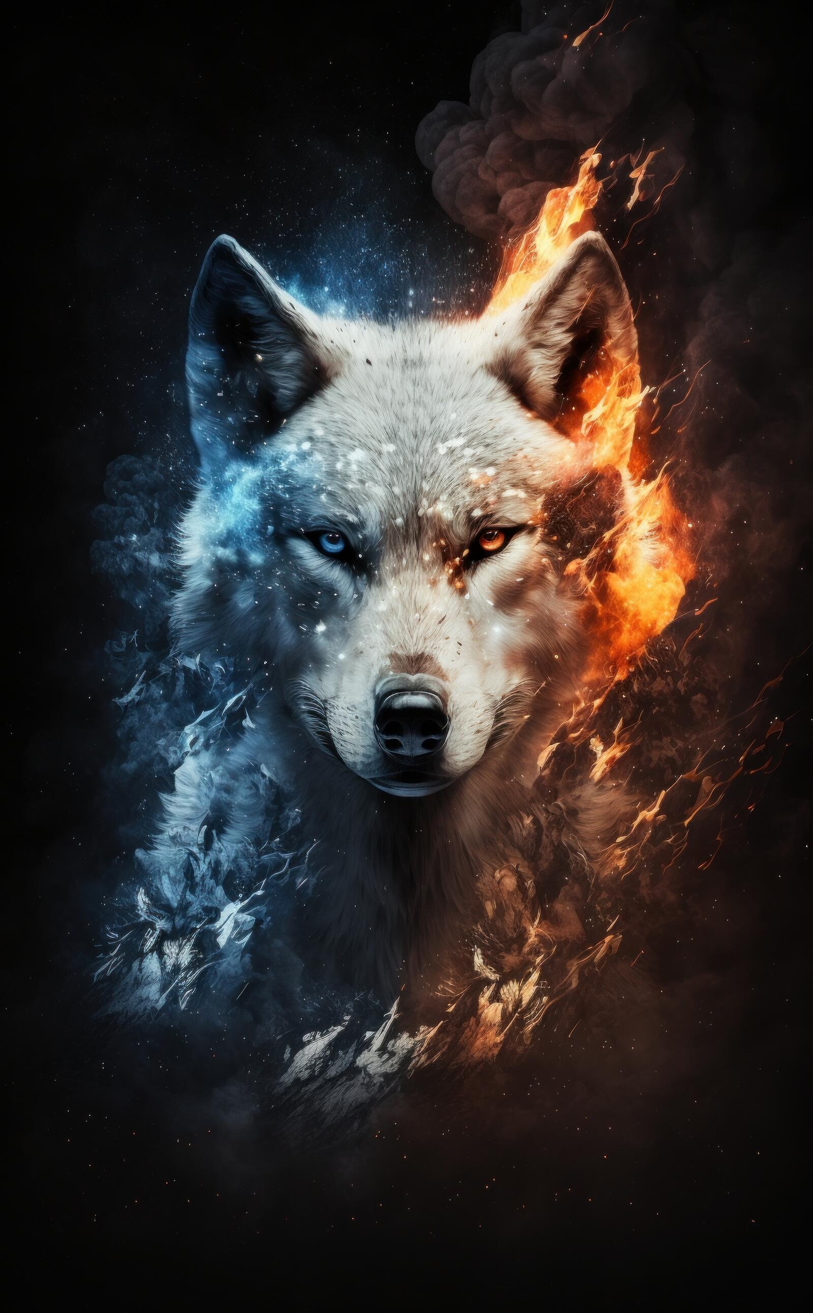 Бесплатное фото Рендеринг картинка белого волка