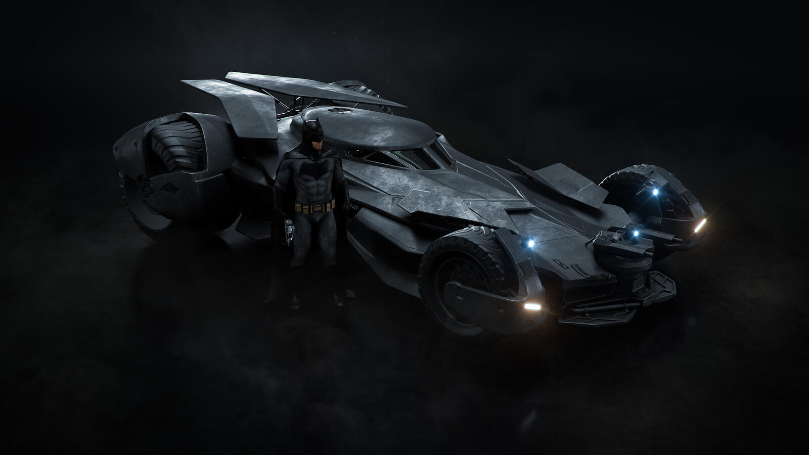 Free photo Batmobile on a dark background