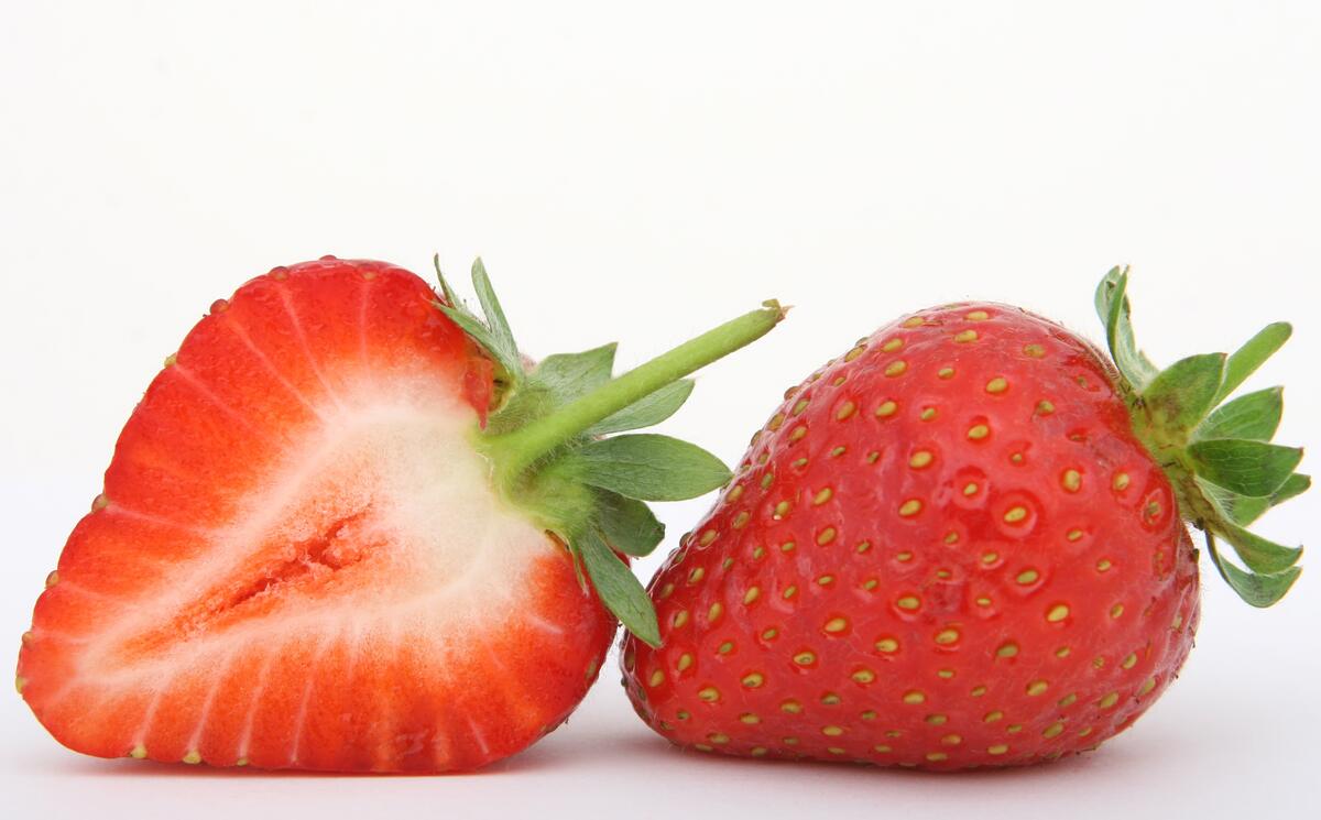 A strawberry in a section