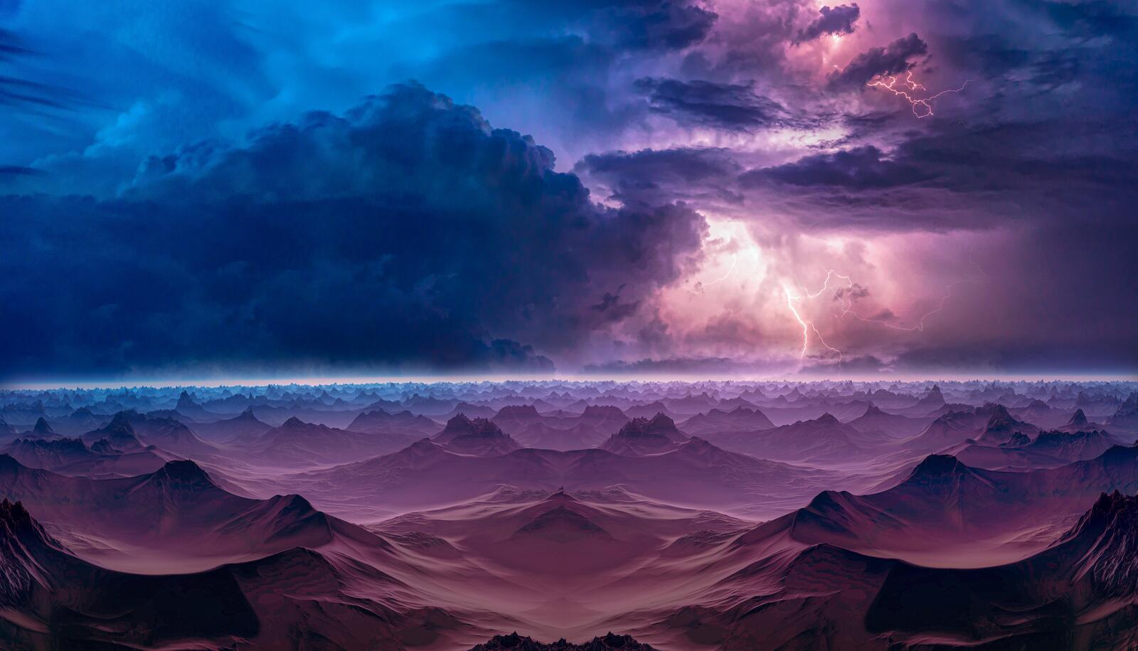 Wallpapers lightning mountains nature on the desktop