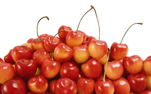 The cherries are yellow and red in color
