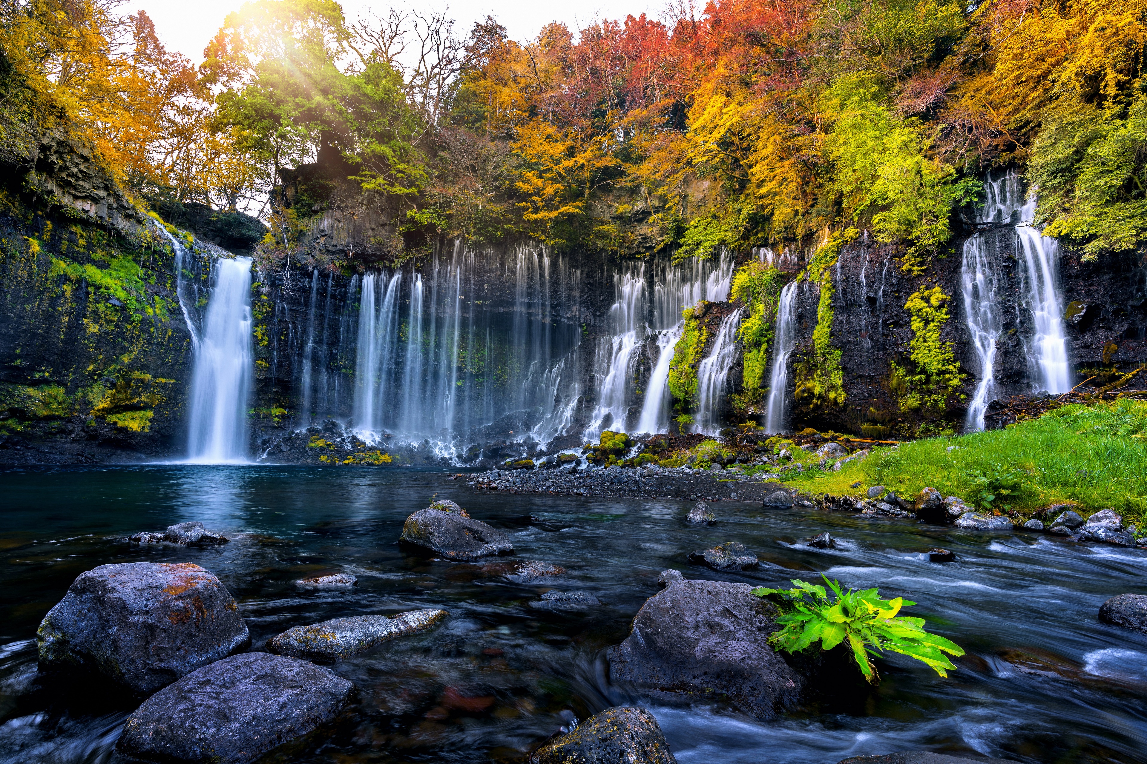 Free photo Autumn waterfall in Japan