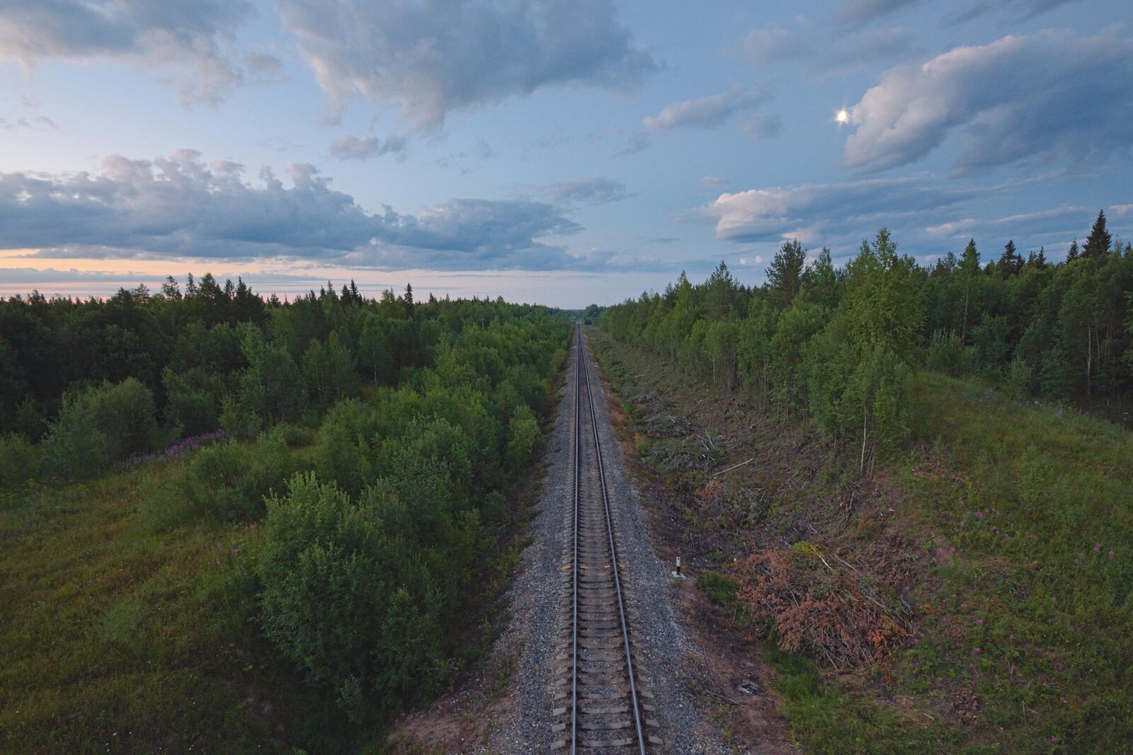 Free photo A railroad in the steppe