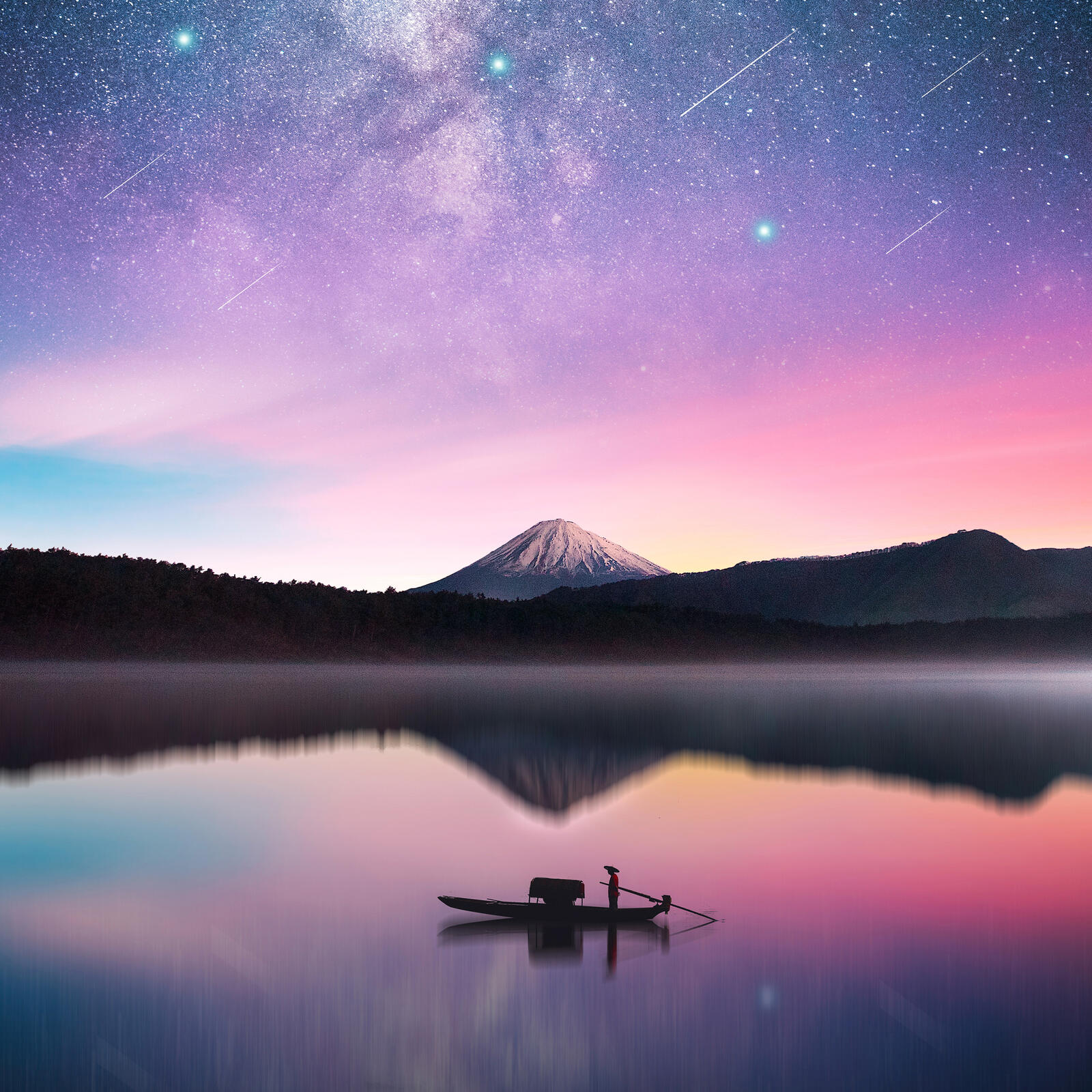 Обои Млечный путь гора Фудзи фотографии на рабочий стол