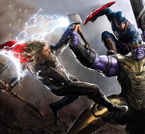 Тор и Танос сражаются