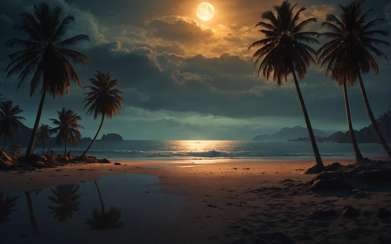 Бесплатное фото Пляж под луной