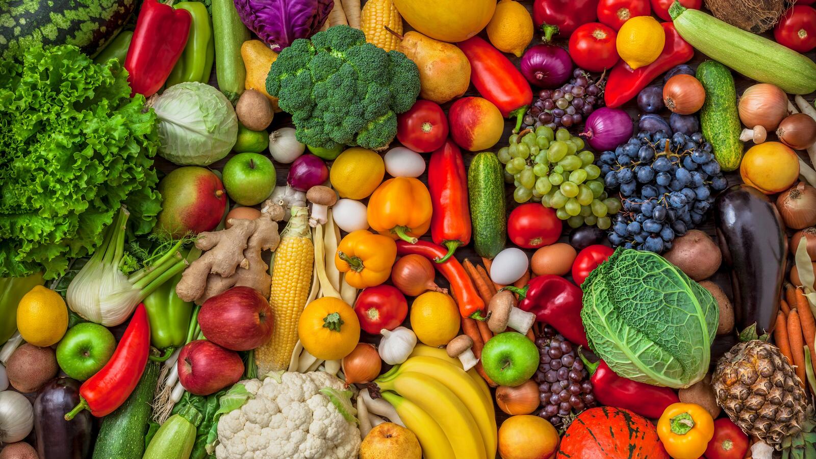 Бесплатное фото Картинка с фруктами и овощами