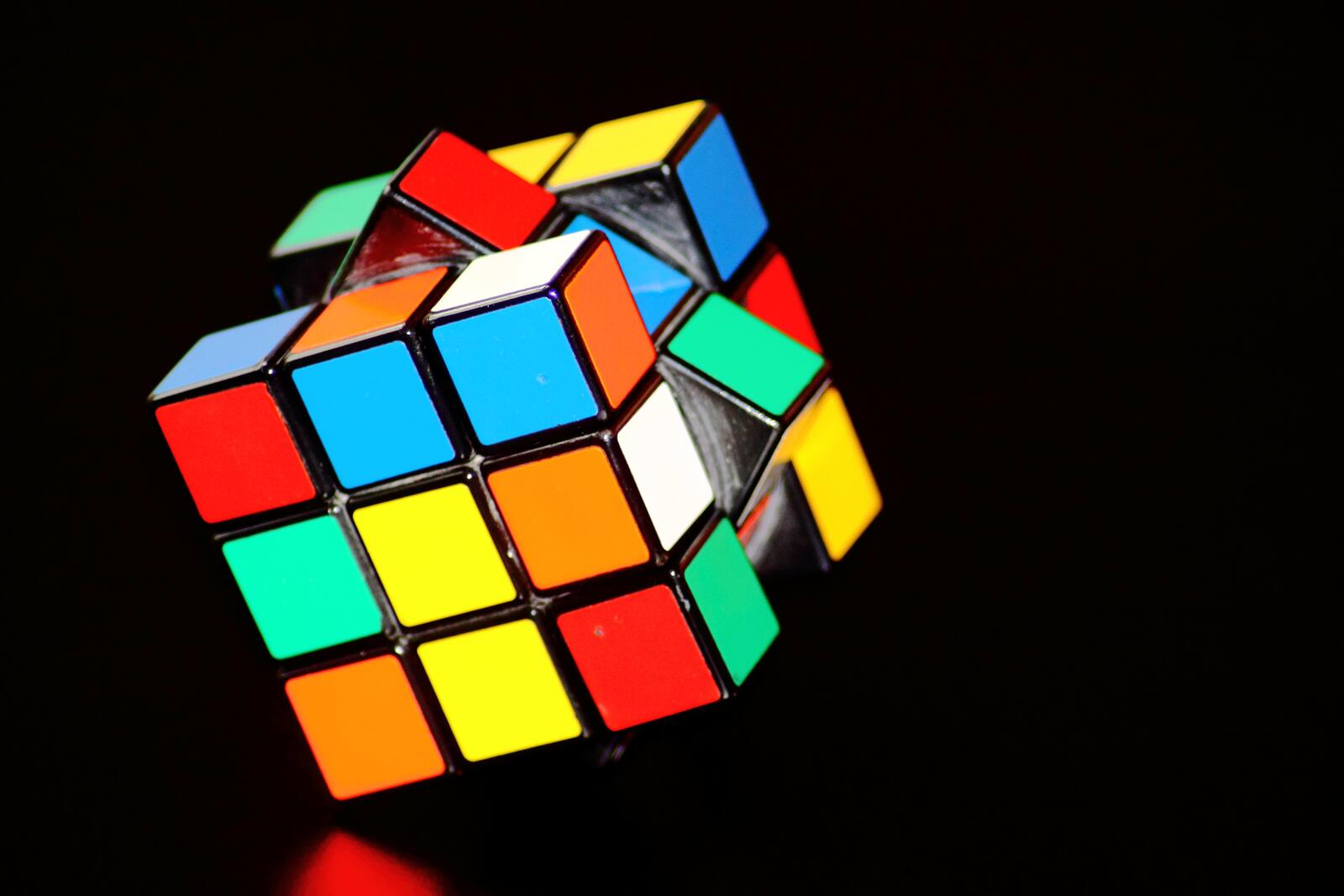 Free photo Rubik`s Cube on black background