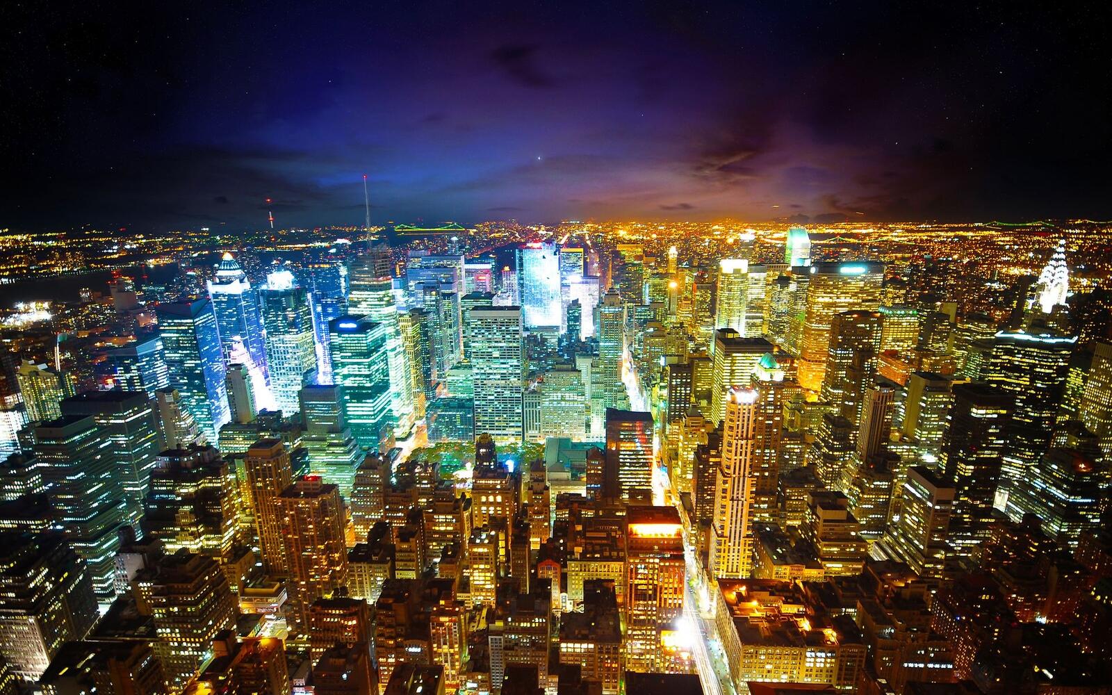 Обои Нью-Йорк ночь небоскребы на рабочий стол