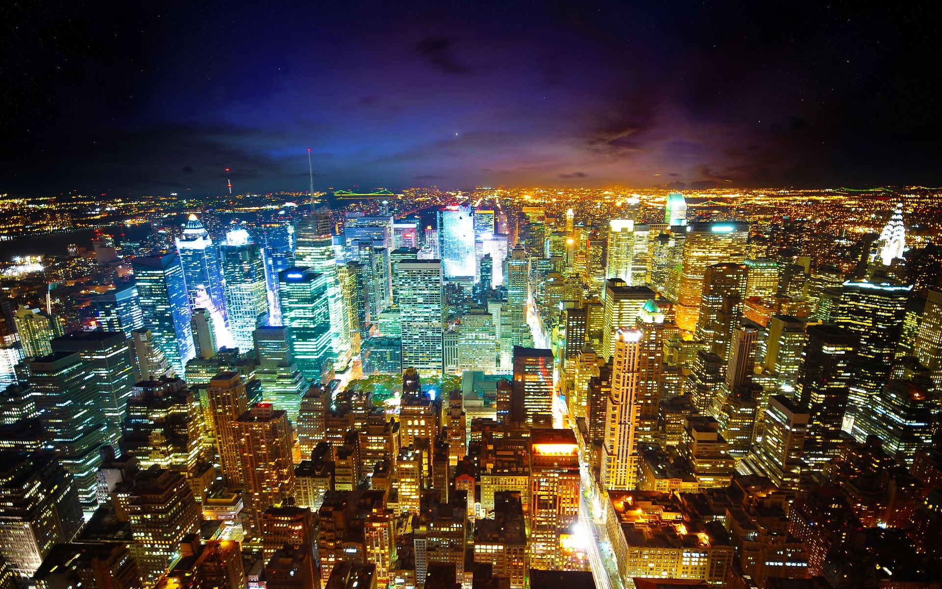 Обои Нью-Йорк ночь небоскребы на рабочий стол