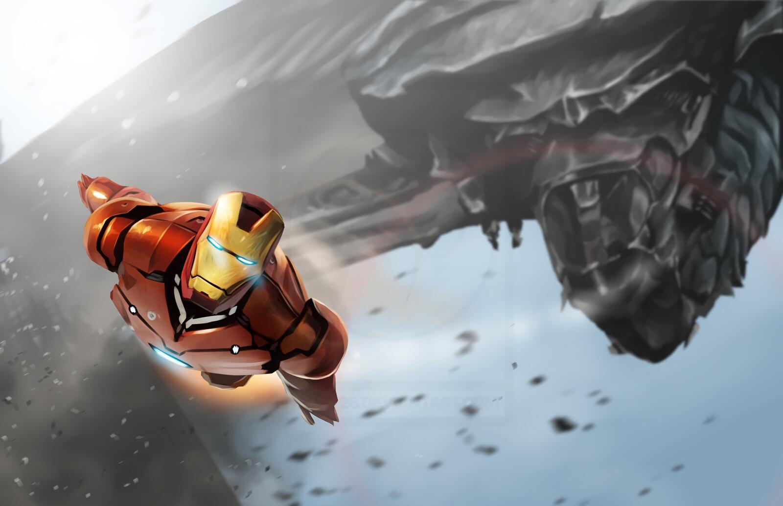Wallpapers Iron Man flight superheroes on the desktop