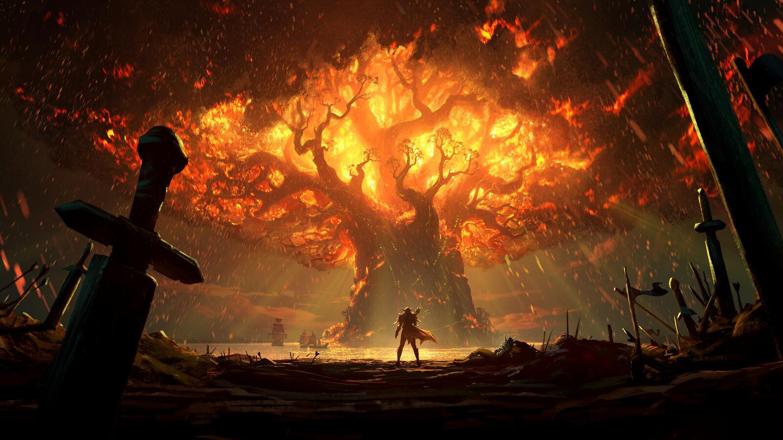 Бесплатное фото Огненное дерево из World of Warcraft