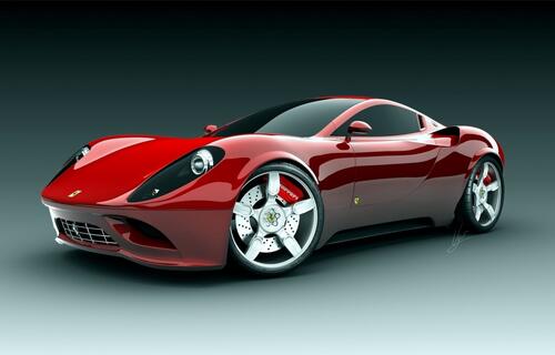 A red Ferrari car