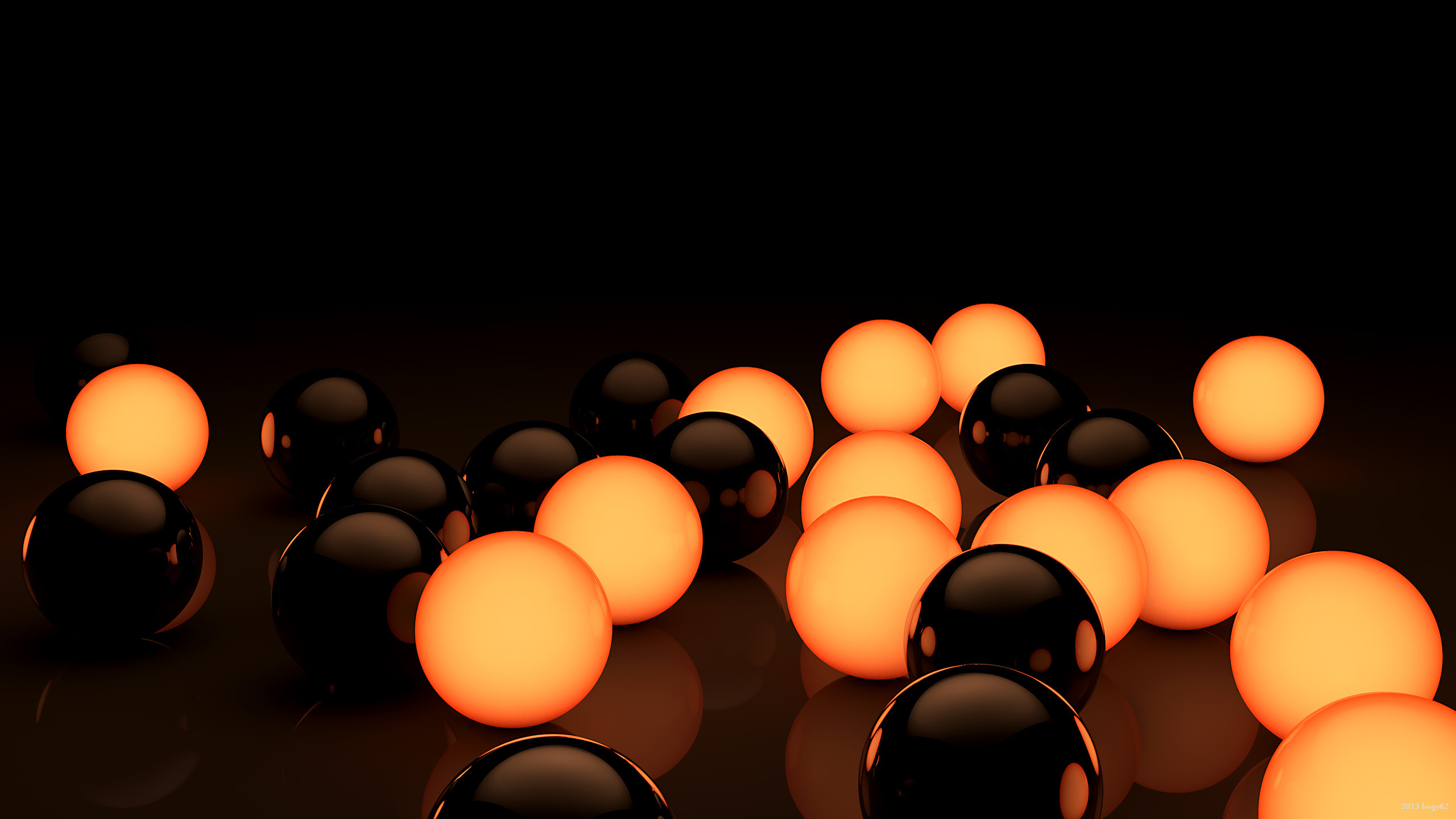 Scattered glowing glass globes