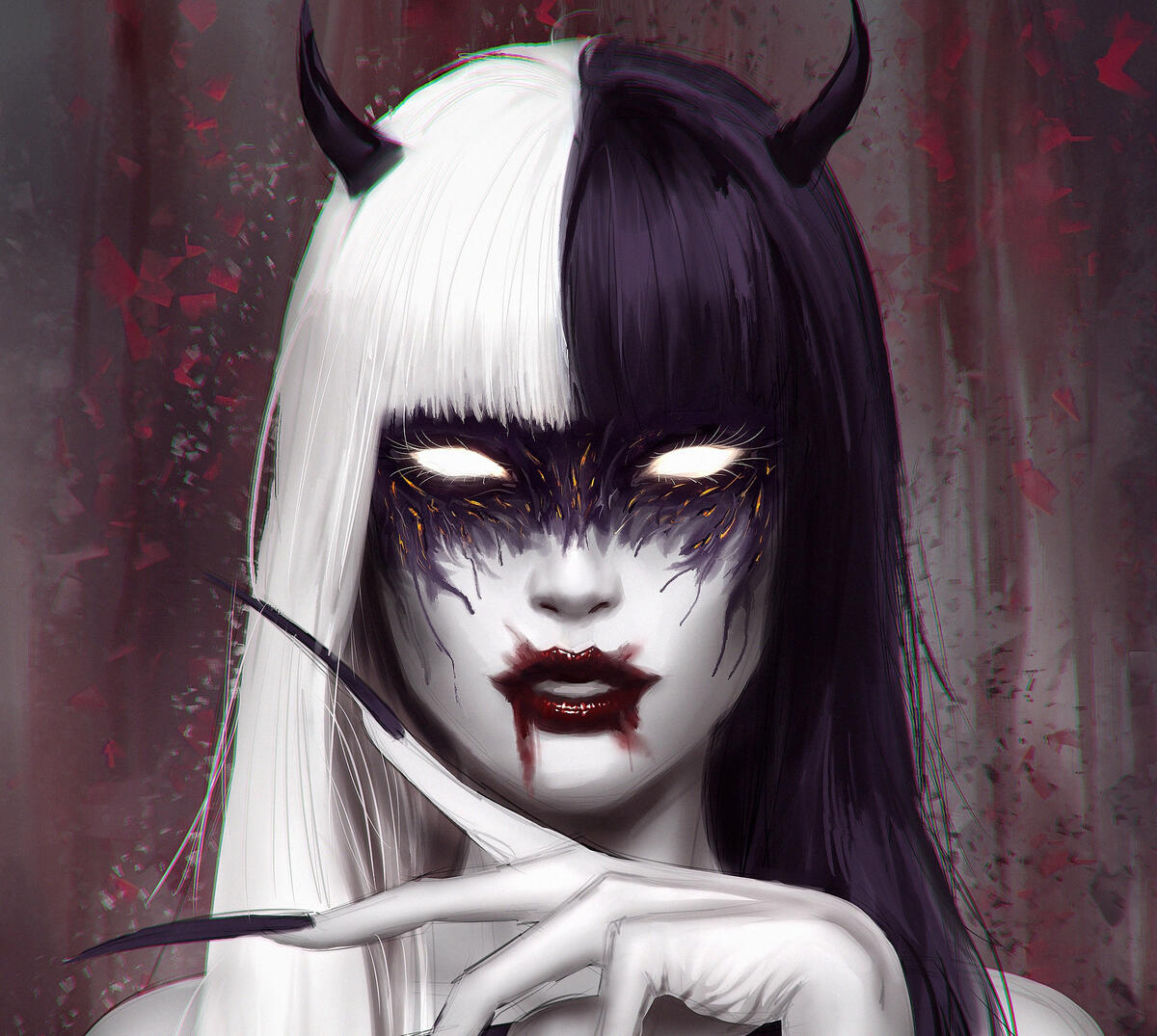 Vampire Girl in Black and White