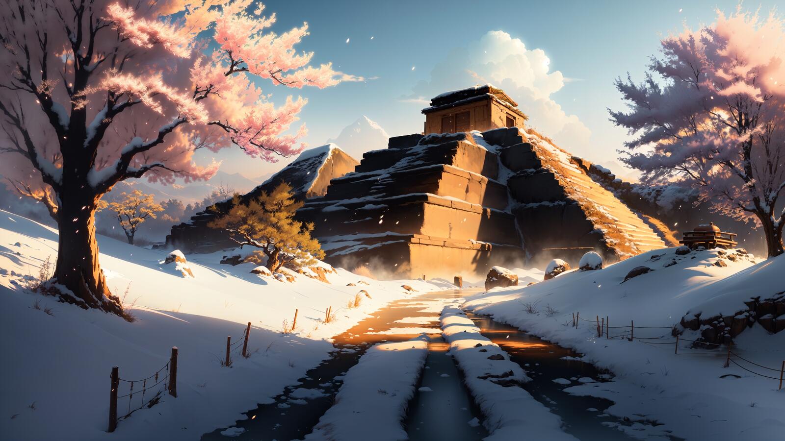 Бесплатное фото Старинный храм в снегу