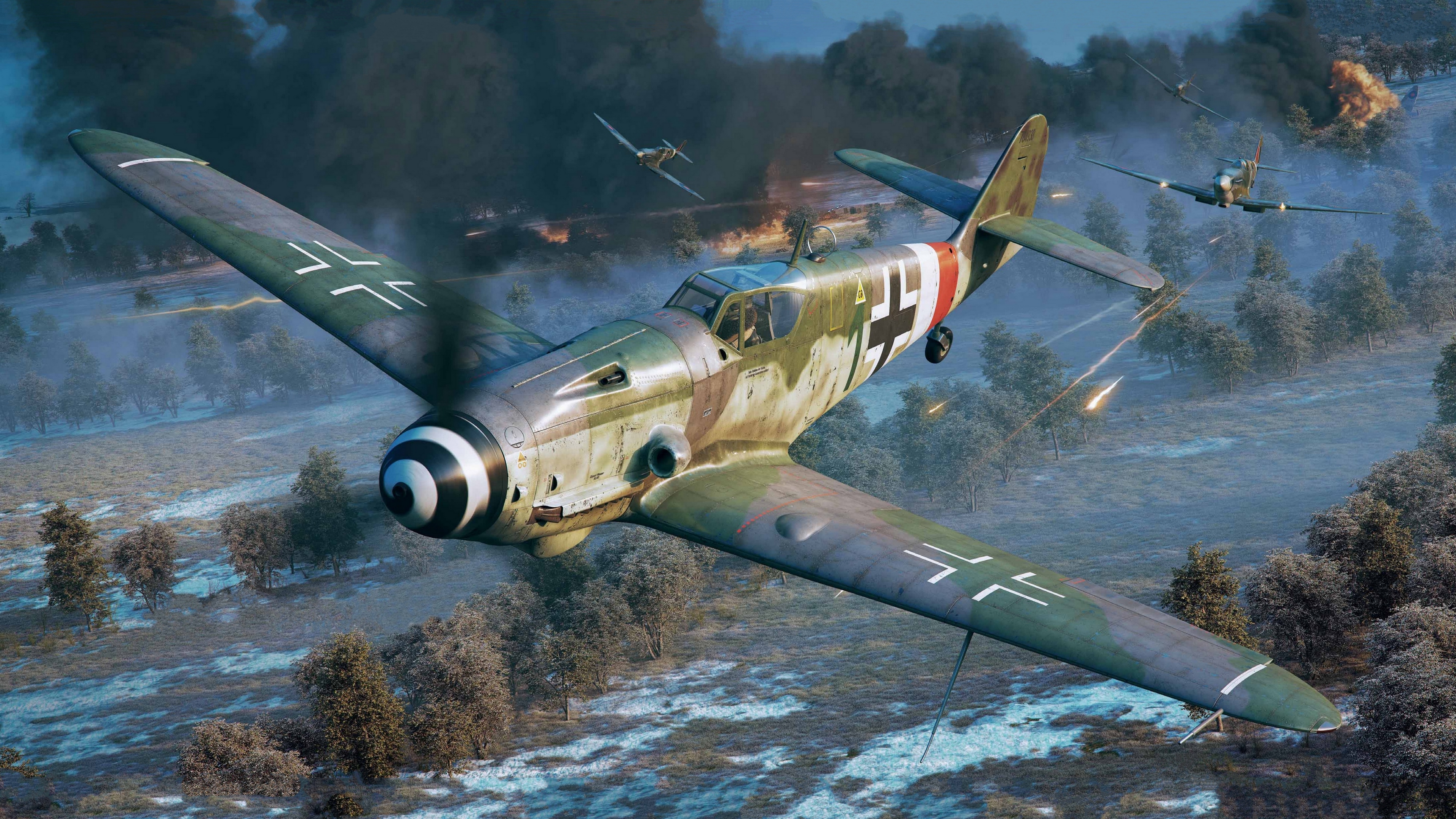 Бесплатное фото Битва истребителей из игры War Thunder