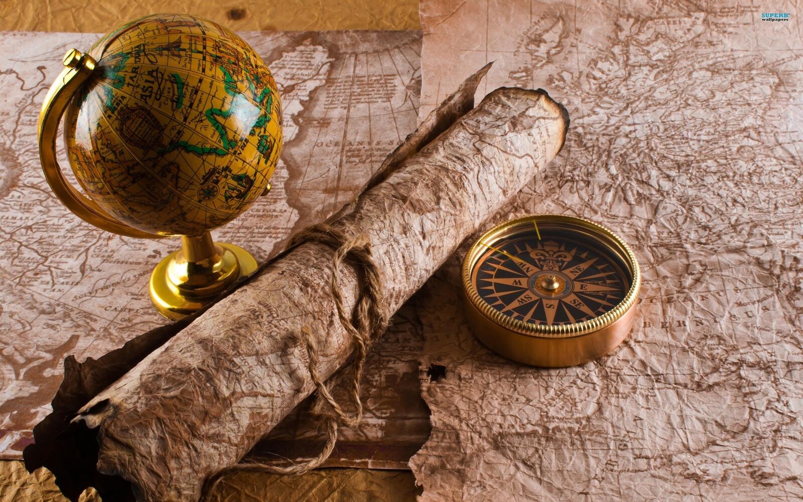 桌面上的壁纸指南针壁纸 地图 地球仪