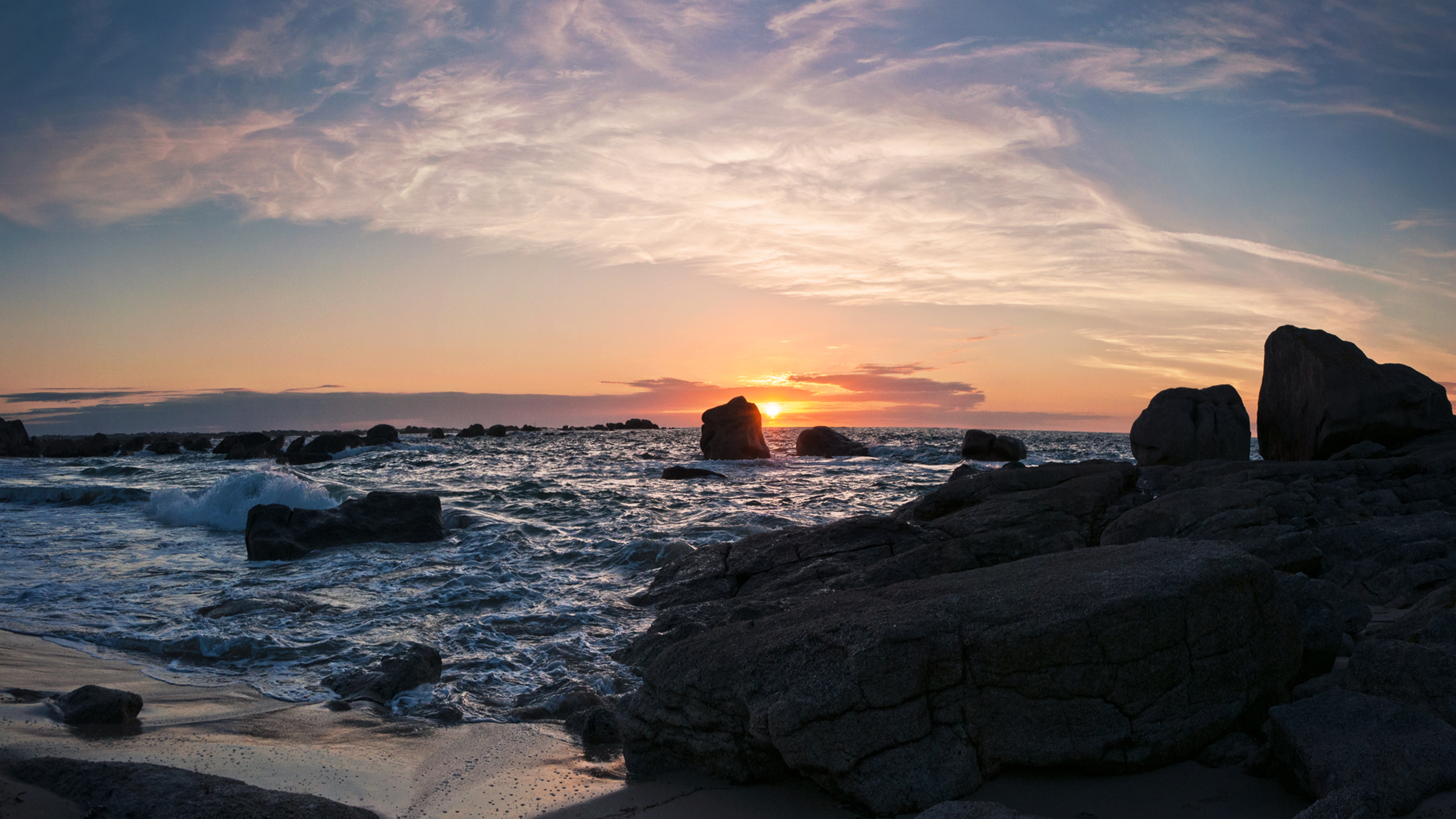 Фото бесплатно обои закат, скалы, море