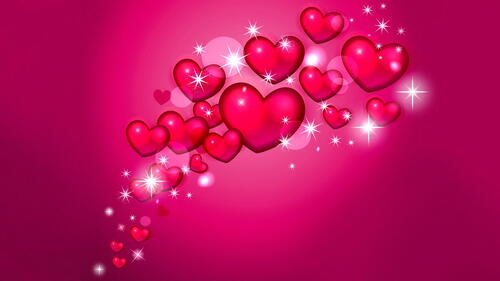 Hearts and highlights on a pink background
