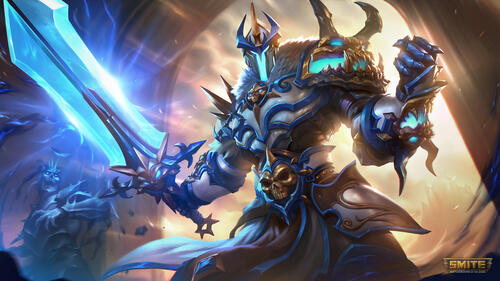 Fantasy warrior with a big blue sword