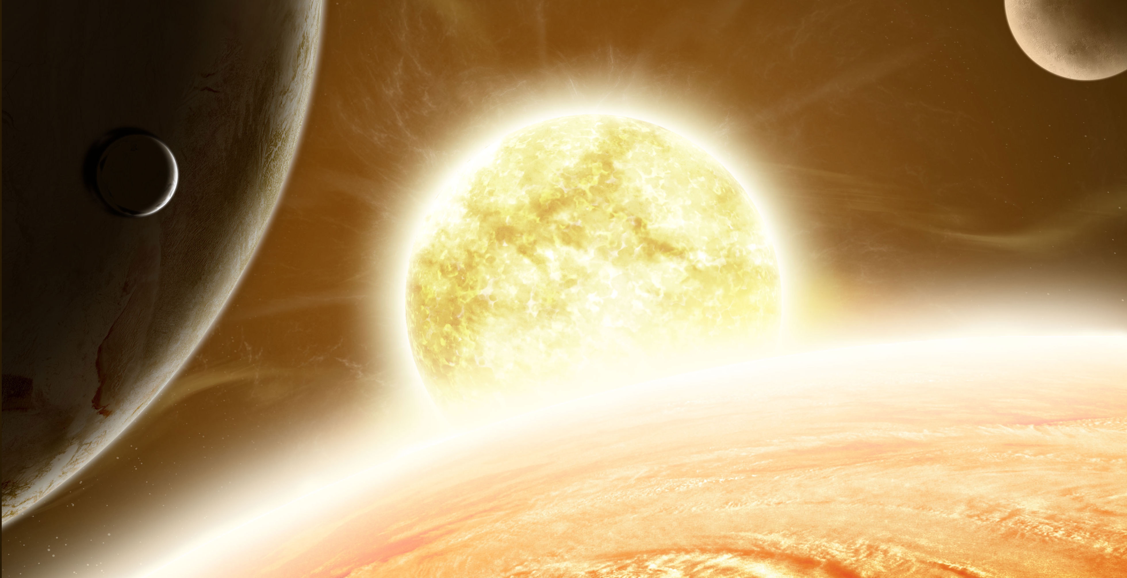 在一个未知的太阳系中的炙热的日出