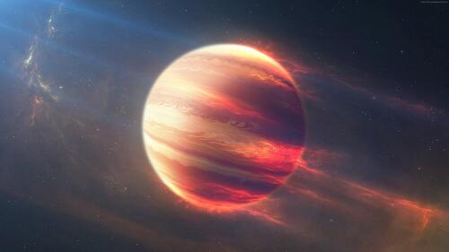 A giant planet is being scorched by a star