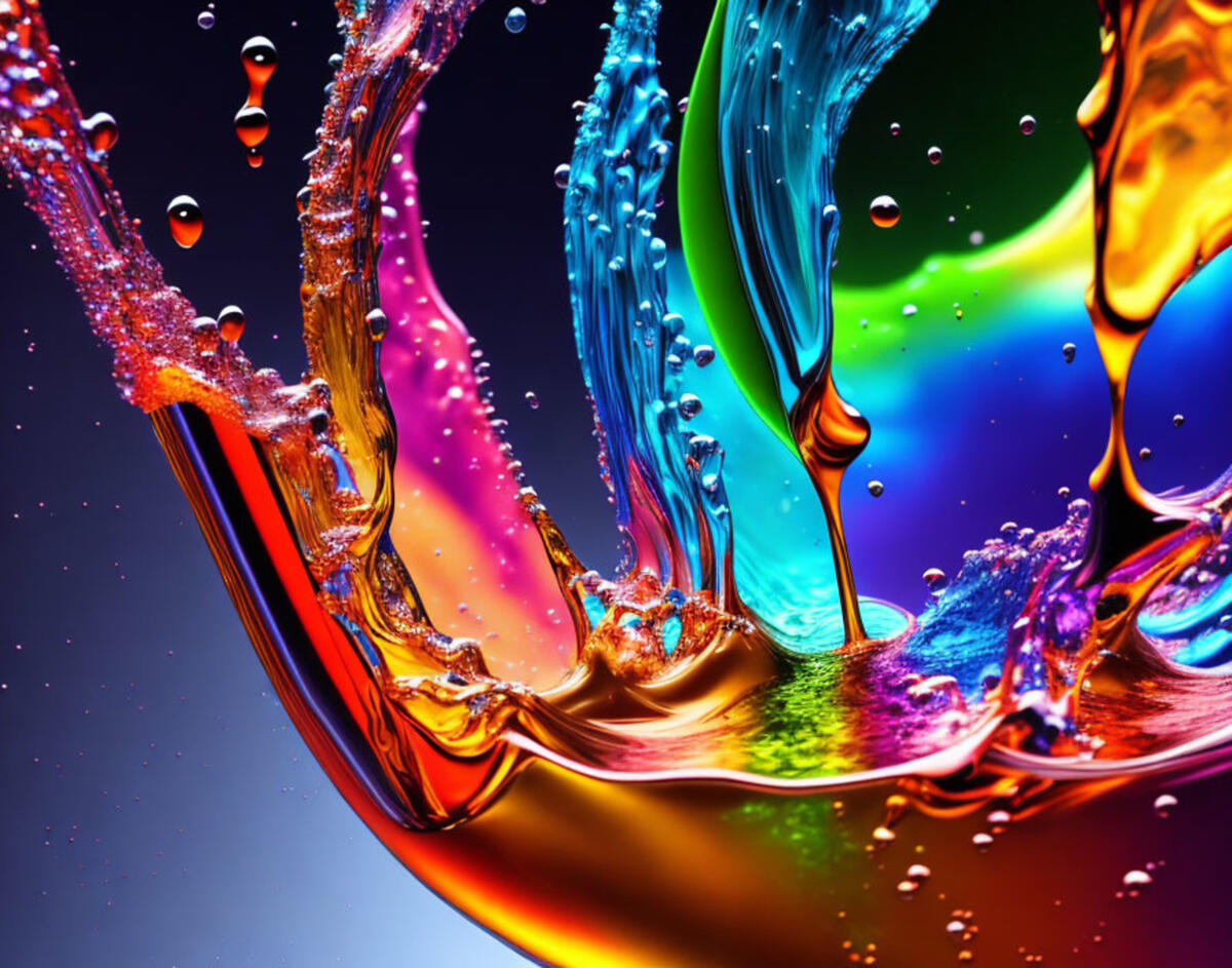 Multicolored colorful liquid droplets