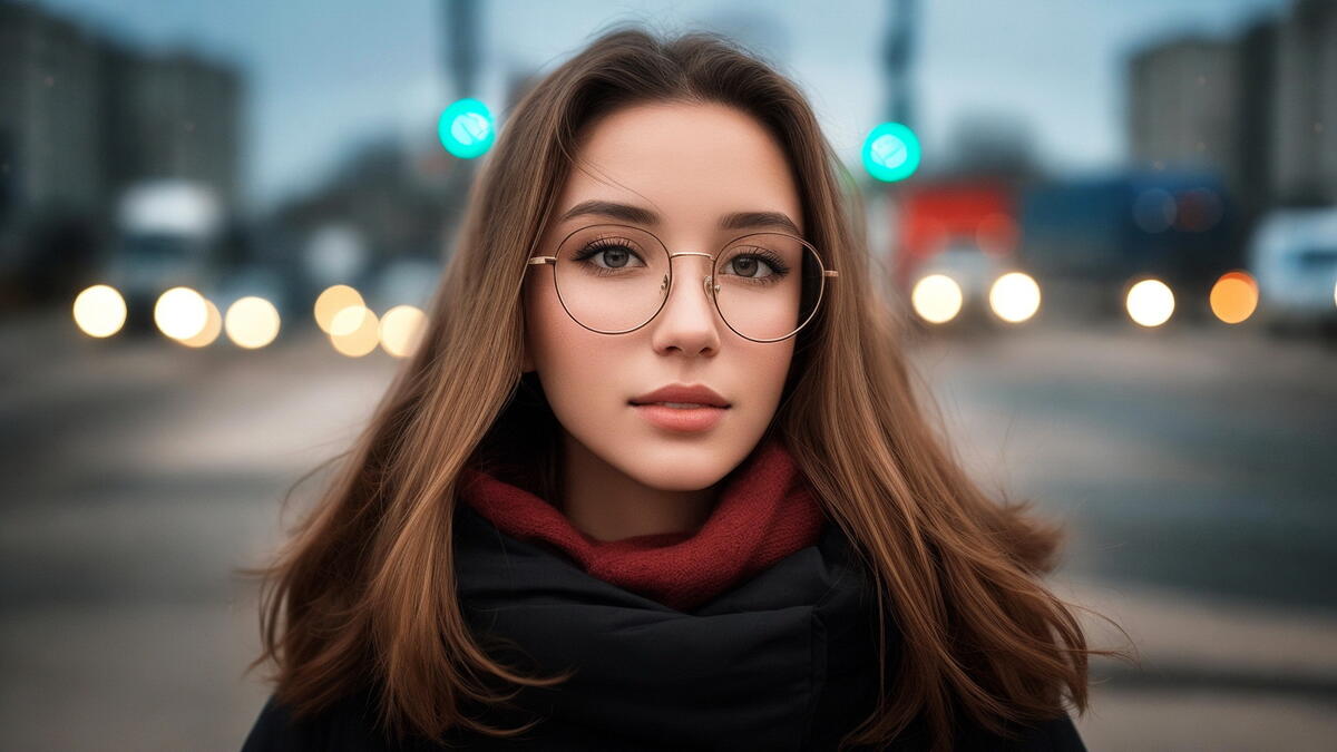 The girl with the glasses and the city