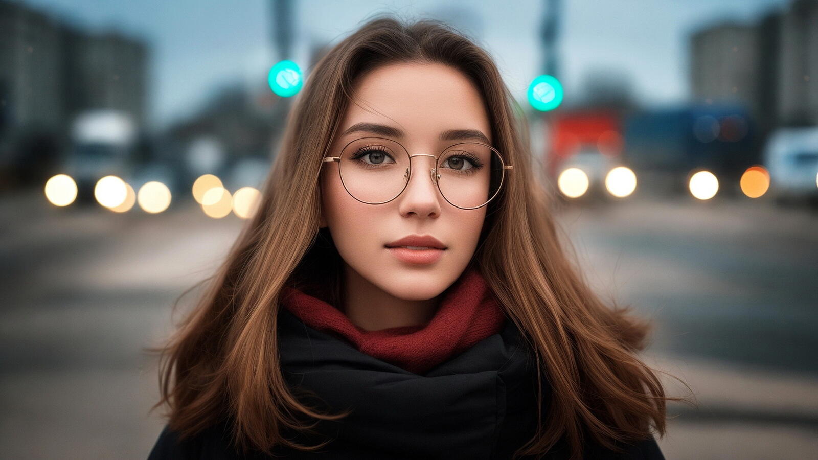Free photo The girl with the glasses and the city