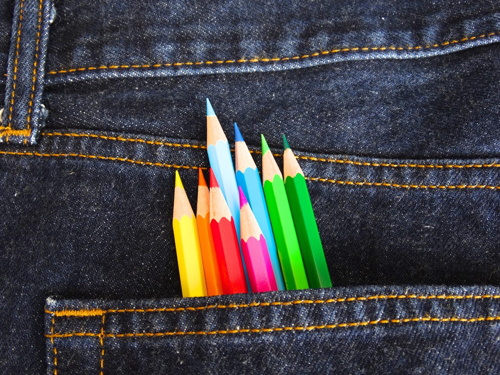 Free photo Bright colored pencils