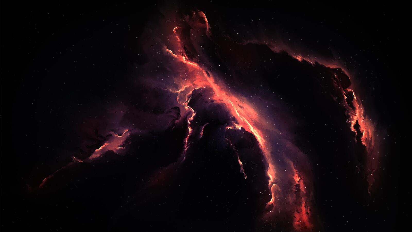 Free photo A bright cosmic nebula in the darkness