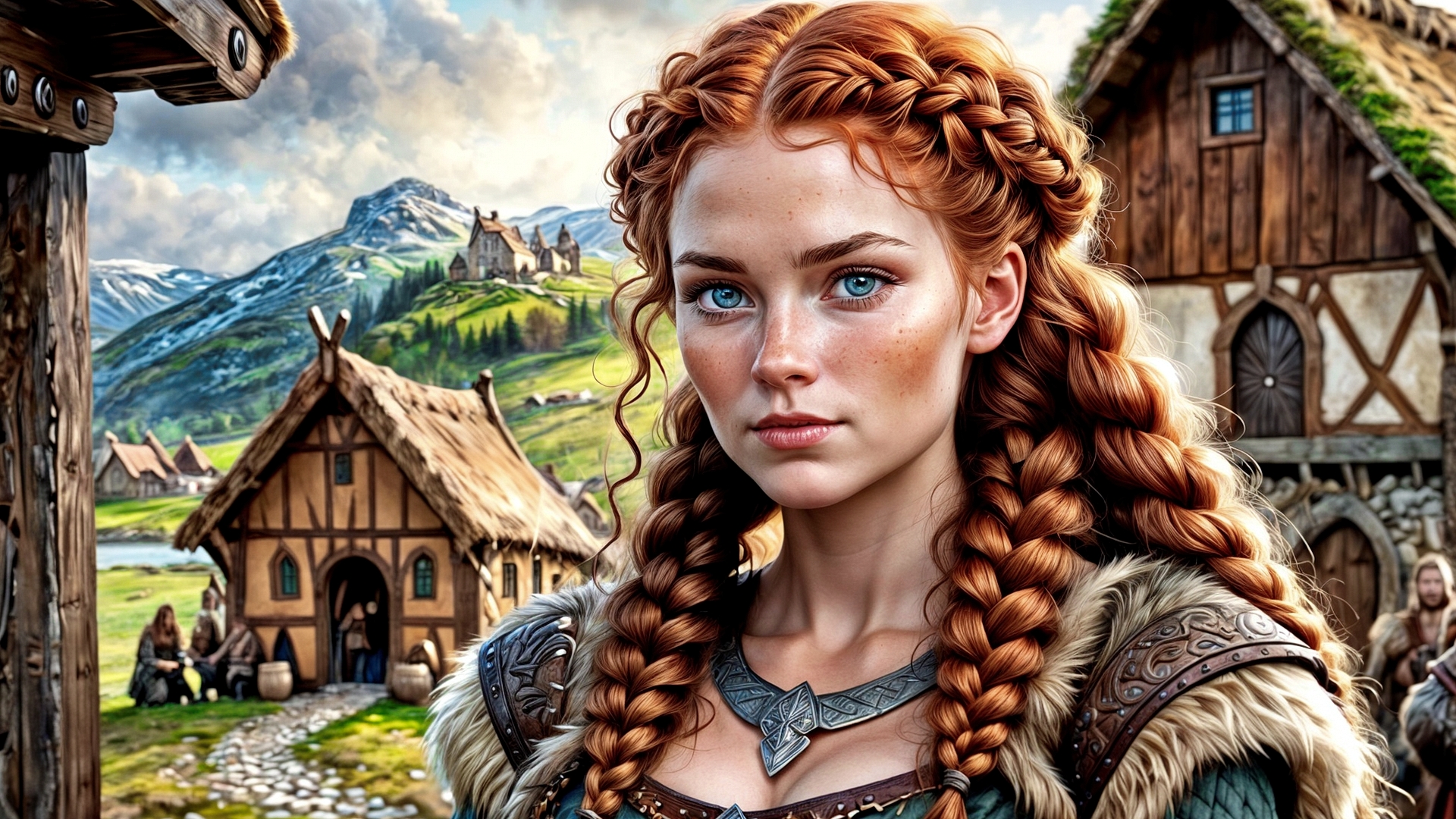 Бесплатное фото Портрет рыжеволосой девушки средних веков