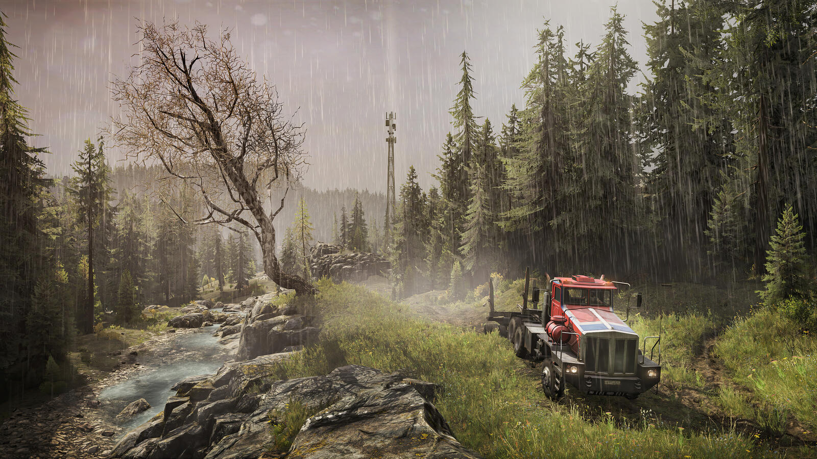Бесплатное фото Езда по грязи в игре Snowrunner