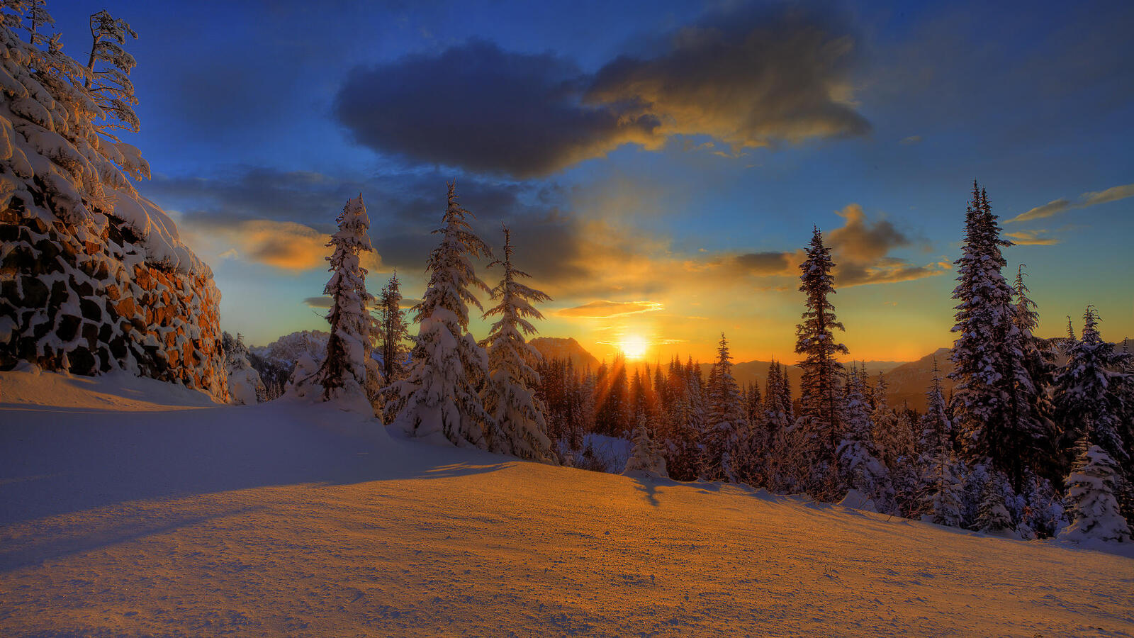 Бесплатное фото Зимняя природа на закате