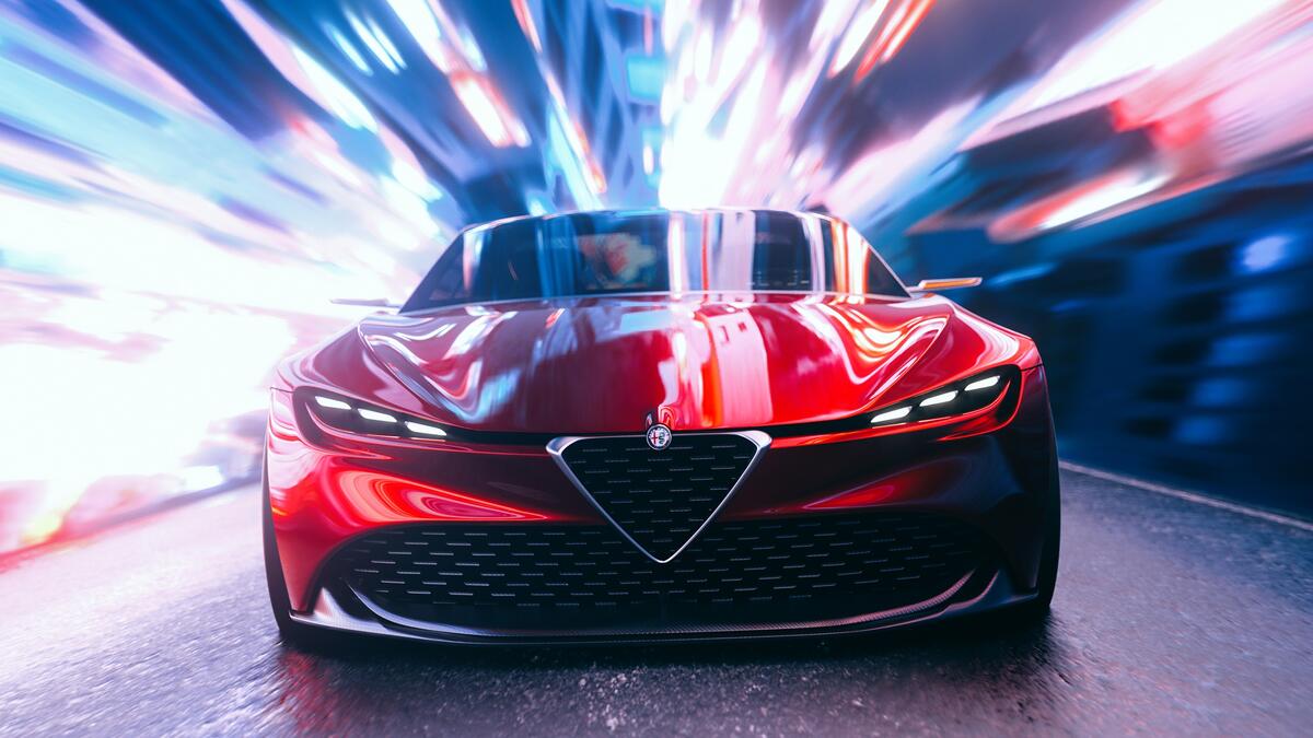 Красная Alfa Romeo Zagato вид спереди