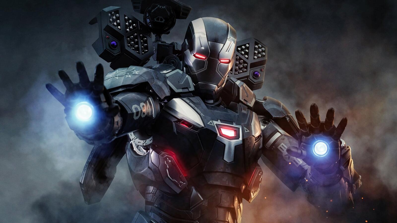Free photo Iron Man armor equipped with additional weapons