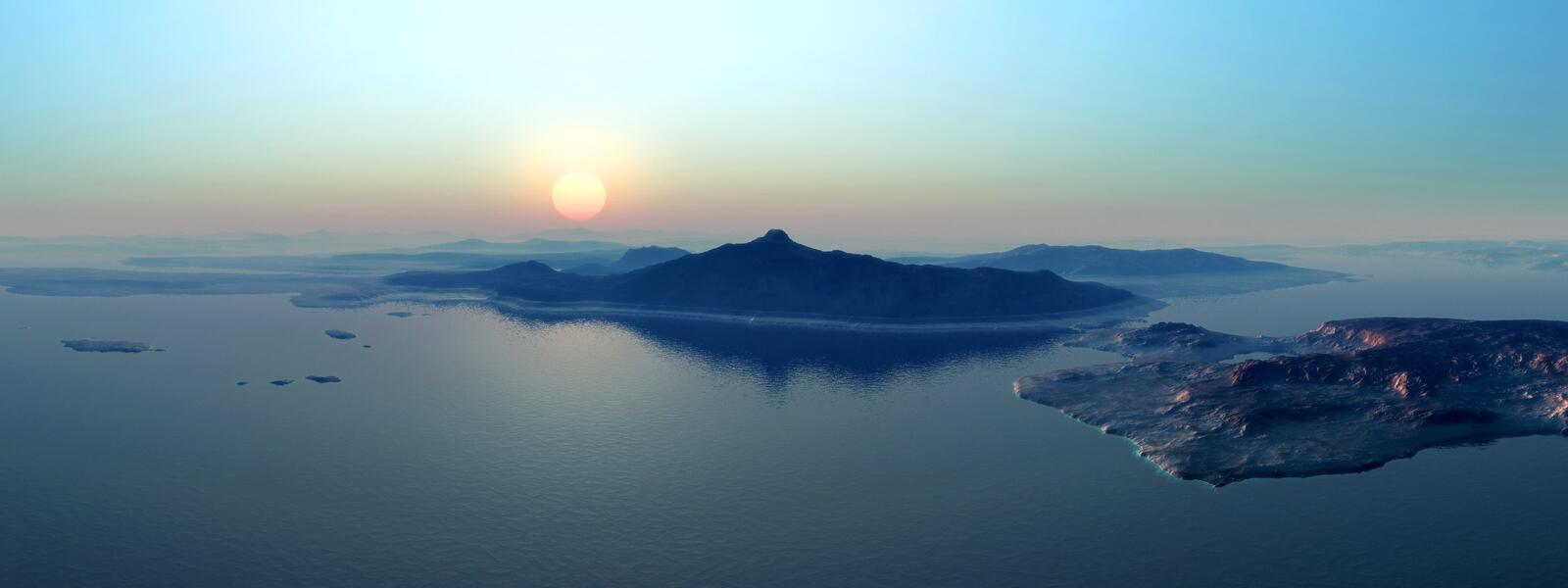 Бесплатное фото Раннее солнце выходит из-за горы