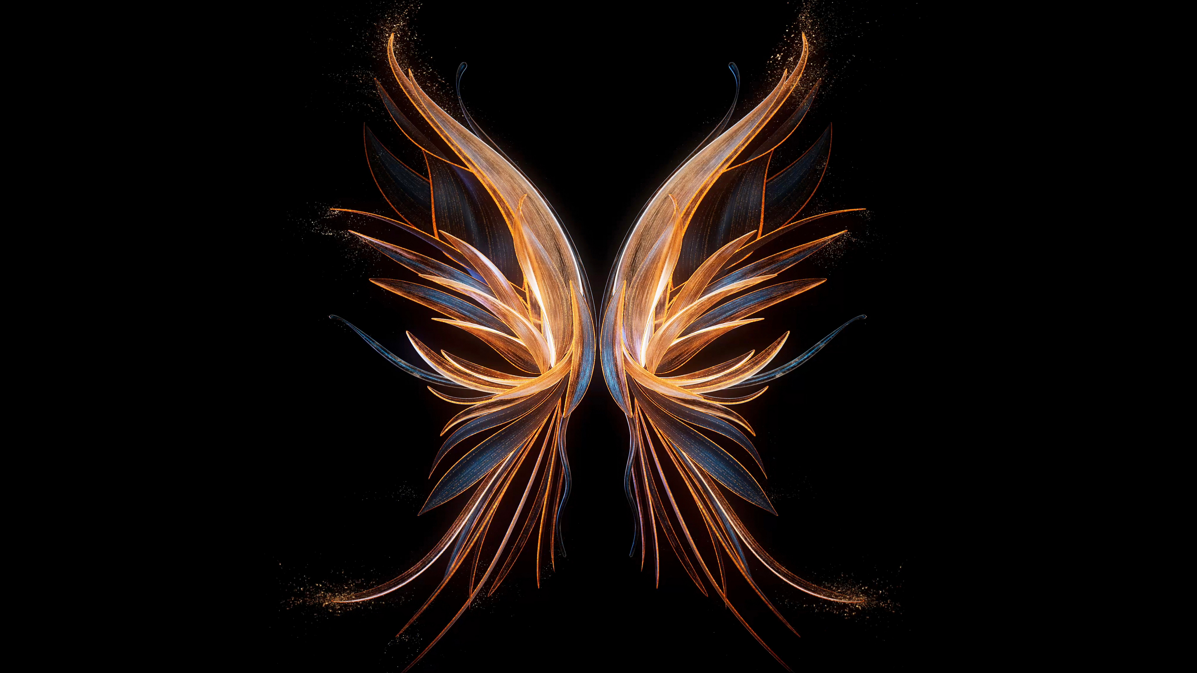 Dark background with wings of fire